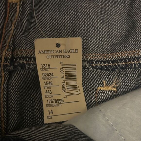 NWT American Eagle Outfitters Dark Blue Frayed Mini Skirt size 14 A - Picture 4 of 9